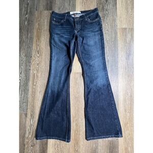 Mossimo Denim Low Rise Flare Jeans Women Size 9 Dark Wash Excellent Bell Bottoms